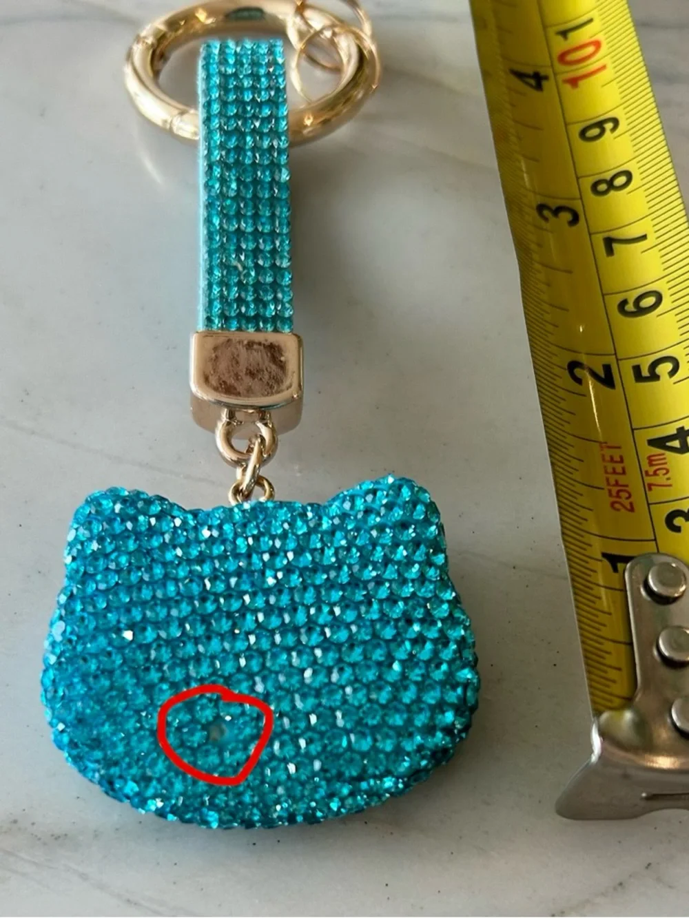 Hello Kitty Turquoise‎ & Red Crystal Keychain Card Holder
